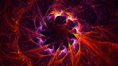 Soyut kırmızı fraktal ışık arkaplanı 3 boyutlu oluşturuluyor