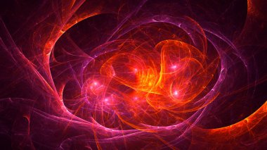 Soyut kırmızı fraktal ışık arkaplanı 3 boyutlu oluşturuluyor