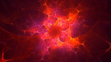 Soyut kırmızı fraktal ışık arkaplanı 3 boyutlu oluşturuluyor