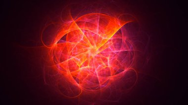 Soyut kırmızı fraktal ışık arkaplanı 3 boyutlu oluşturuluyor