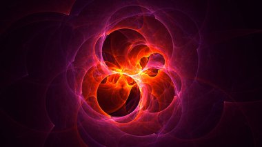 Soyut kırmızı fraktal ışık arkaplanı 3 boyutlu oluşturuluyor