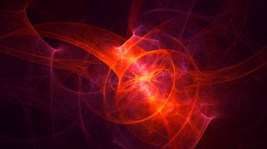 Soyut kırmızı fraktal ışık arkaplanı 3 boyutlu oluşturuluyor