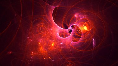 Soyut kırmızı fraktal ışık arkaplanı 3 boyutlu oluşturuluyor