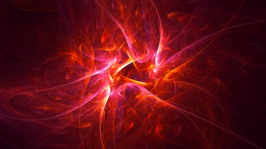 Soyut kırmızı fraktal ışık arkaplanı 3 boyutlu oluşturuluyor