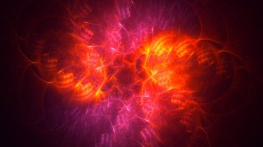 Soyut kırmızı fraktal ışık arkaplanı 3 boyutlu oluşturuluyor