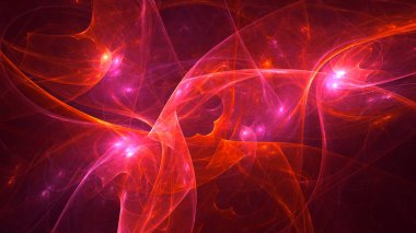 Soyut kırmızı fraktal ışık arkaplanı 3 boyutlu oluşturuluyor