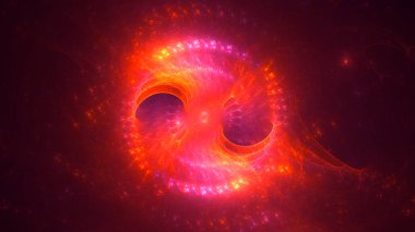 Soyut kırmızı fraktal ışık arkaplanı 3 boyutlu oluşturuluyor