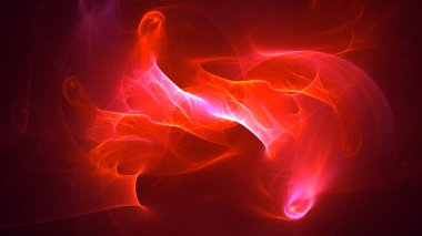 Soyut kırmızı fraktal ışık arkaplanı 3 boyutlu oluşturuluyor