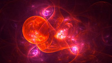 Soyut kırmızı fraktal ışık arkaplanı 3 boyutlu oluşturuluyor