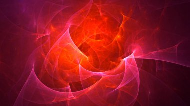 Soyut kırmızı fraktal ışık arkaplanı 3 boyutlu oluşturuluyor