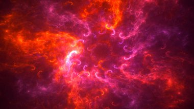 Soyut kırmızı fraktal ışık arkaplanı 3 boyutlu oluşturuluyor