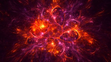 Soyut fraktal ışık arkaplanı 3 boyutlu oluşturuluyor