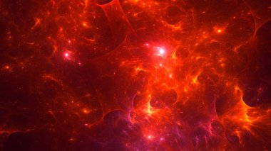 Soyut kırmızı fraktal ışık arkaplanı 3 boyutlu oluşturuluyor