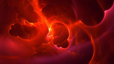 Soyut kırmızı fraktal ışık arkaplanı 3 boyutlu oluşturuluyor
