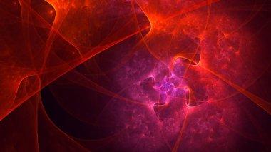 Soyut kırmızı fraktal ışık arkaplanı 3 boyutlu oluşturuluyor