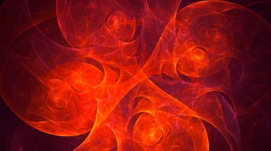 Soyut kırmızı fraktal ışık arkaplanı 3 boyutlu oluşturuluyor