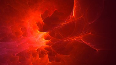 Soyut kırmızı fraktal ışık arkaplanı 3 boyutlu oluşturuluyor