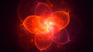 Soyut kırmızı fraktal ışık arkaplanı 3 boyutlu oluşturuluyor