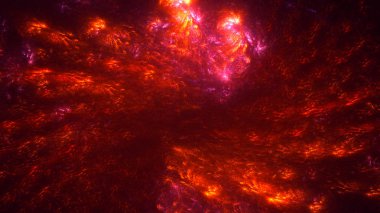 Soyut kırmızı fraktal ışık arkaplanı 3 boyutlu oluşturuluyor