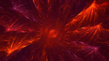 Soyut kırmızı fraktal ışık arkaplanı 3 boyutlu oluşturuluyor