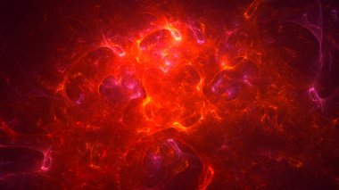 Soyut kırmızı fraktal ışık arkaplanı 3 boyutlu oluşturuluyor