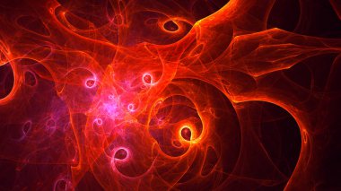 Soyut kırmızı fraktal ışık arkaplanı 3 boyutlu oluşturuluyor