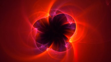 Soyut kırmızı fraktal ışık arkaplanı 3 boyutlu oluşturuluyor