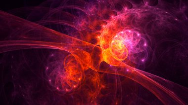 Soyut fraktal ışık arkaplanı 3 boyutlu oluşturuluyor