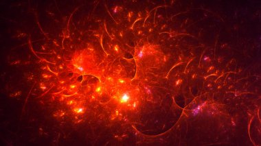 Soyut fraktal ışık arkaplanı 3 boyutlu oluşturuluyor