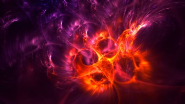 Soyut fraktal ışık arkaplanı 3 boyutlu oluşturuluyor