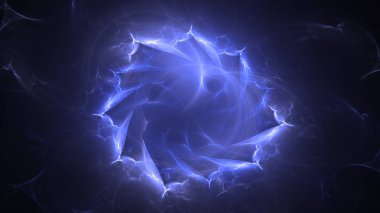 Soyut mavi fraktal ışık arkaplanı 3 boyutlu oluşturuluyor