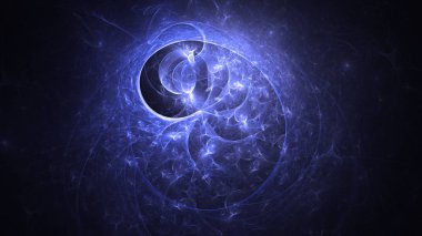 Soyut mavi fraktal ışık arkaplanı 3 boyutlu oluşturuluyor