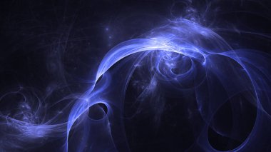 Soyut mavi fraktal ışık arkaplanı 3 boyutlu oluşturuluyor