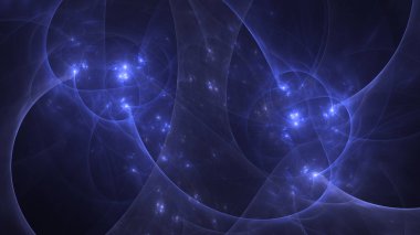 Soyut mavi fraktal ışık arkaplanı 3 boyutlu oluşturuluyor