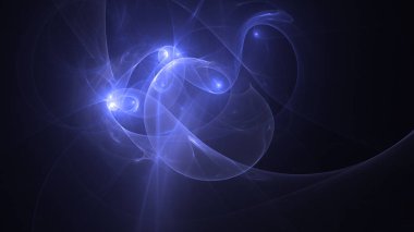 Soyut mavi fraktal ışık arkaplanı 3 boyutlu oluşturuluyor