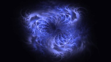 Soyut mavi fraktal ışık arkaplanı 3 boyutlu oluşturuluyor