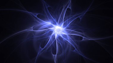 Soyut mavi fraktal ışık arkaplanı 3 boyutlu oluşturuluyor
