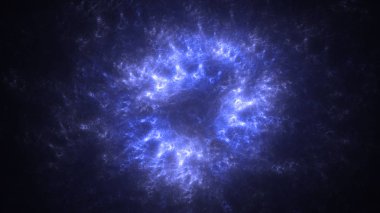 Soyut mavi fraktal ışık arkaplanı 3 boyutlu oluşturuluyor