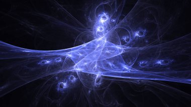 Soyut mavi fraktal ışık arkaplanı 3 boyutlu oluşturuluyor