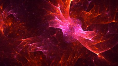 Soyut kırmızı fraktal ışık arkaplanı 3 boyutlu oluşturuluyor
