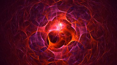 Soyut kırmızı fraktal ışık arkaplanı 3 boyutlu oluşturuluyor