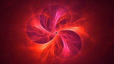 Soyut kırmızı fraktal ışık arkaplanı 3 boyutlu oluşturuluyor