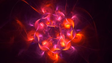 Soyut kırmızı fraktal ışık arkaplanı 3 boyutlu oluşturuluyor