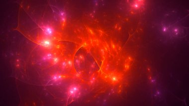 Soyut kırmızı fraktal ışık arkaplanı 3 boyutlu oluşturuluyor