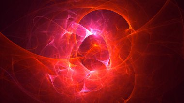 Soyut kırmızı fraktal ışık arkaplanı 3 boyutlu oluşturuluyor