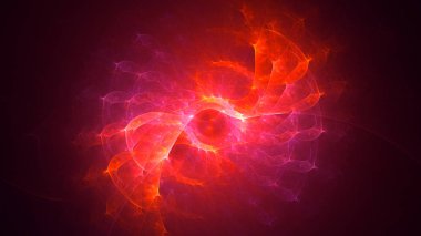 Soyut kırmızı fraktal ışık arkaplanı 3 boyutlu oluşturuluyor