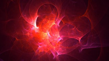 Soyut kırmızı fraktal ışık arkaplanı 3 boyutlu oluşturuluyor