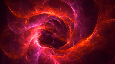 Soyut kırmızı fraktal ışık arkaplanı 3 boyutlu oluşturuluyor