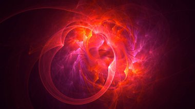 Soyut kırmızı fraktal ışık arkaplanı 3 boyutlu oluşturuluyor