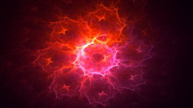 Soyut kırmızı fraktal ışık arkaplanı 3 boyutlu oluşturuluyor